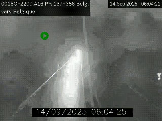 Webcam à la frontière franco-belge au niveau de Bray-Dunes/De-Panne sur l'autoroute A16. Vue orientée vers la Belgique