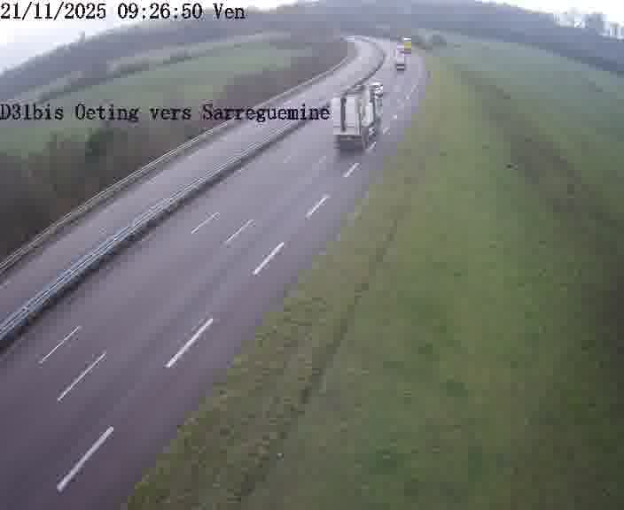 Webcam installée le long de D31bis (France) à Oeting, pointée vers Sarreguemines, utile pour suivre précisément les conditions de trafic.
