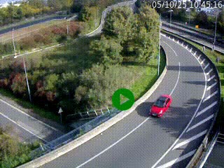 Caméra autoroute à la jonction entre l'A7 et la D301 (Boulevard urbain Sud de Lyon) à Feyzin, au sud de Lyon. Vue orientée vers Mions