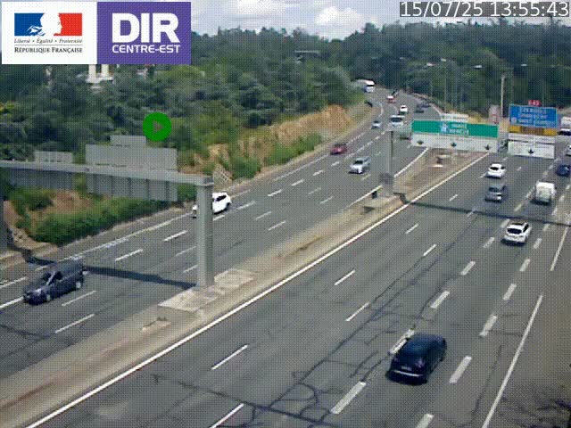 Caméra de circulation routière sur le boulevard périphérique Laurent Bonnevay de Lyon (D383) à hauteur de Bron, avant la jonction avec l'A43. Vue orientée vers l'échangeur