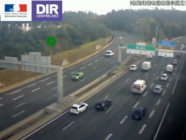 Caméra de circulation routière sur le boulevard périphérique Laurent Bonnevay de Lyon (D383) à hauteur de Bron, avant la jonction avec l'A43. Vue orientée vers l'échangeur