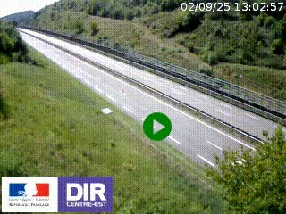 Webcam au niveau du col de Bois Clair à hauteur de Cluny sur la N79. Vue orientée vers Mâcon