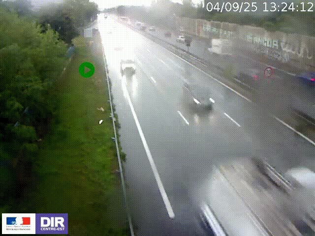 Webcam à Bron sur l'A43 à la jonction avec le boulevard périphérique de Lyon (D383). Vue orientée vers Lyon