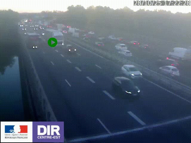 Caméra trafic à la jonction entre l'A46 (Rocade-est de Lyon) et l'A42 à hauteur de Vault-en-Velin en direction de Marseille