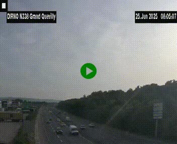 Webcam routière sur N338 à hauteur de Grand-Quevilly en périphérie de Rouen. Vue orientée vers Rouen