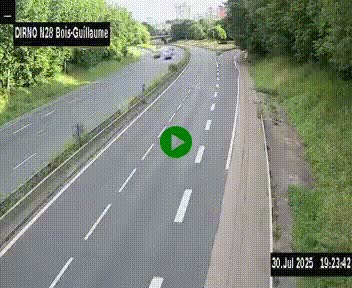 Webcam routière à hauteur de Bois-Guillaume en périphérie de Rouen. Vue orientée vers Rouen