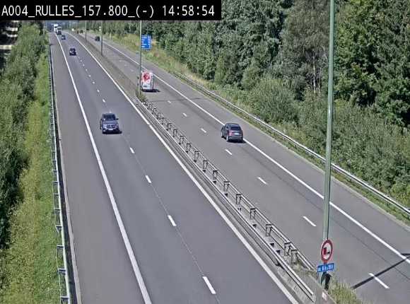 Webcam à Marbehan sur l'E411 à hauteur de la sortie 28a Rulles. Vue orientée vers Bruxelles