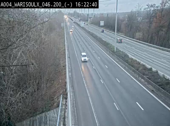 Webcam sur l'E411 à proximité de la jonction avec l'E42 à Warisoulx. Vue orientée vers le nord