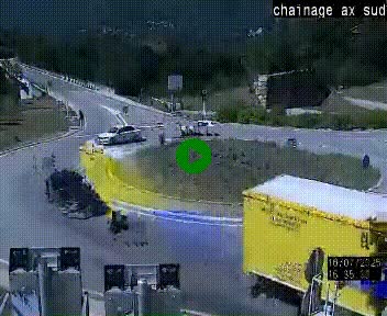 Webcam au nord d'Ax-les-Thermes au niveau de l'aire de chaînage de la N20. Vue orientée vers les Pyrénées, en direction de Pas de la Case