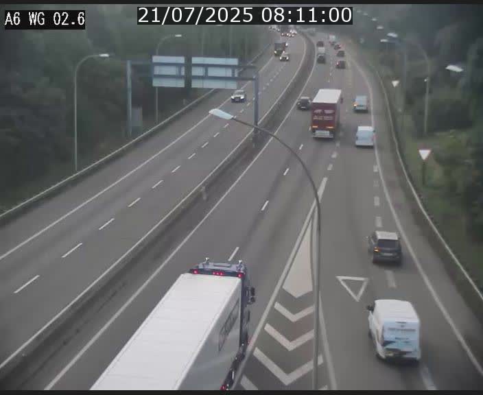 Traffic live webcam Luxembourg Croix de Cessange - A6 - BK 2.6 - direction France/Allemagne