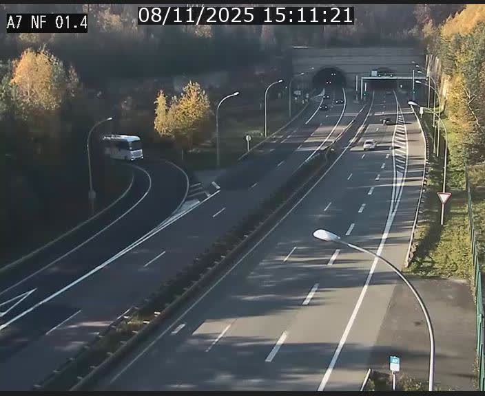 Caméra autoroute Luxembourg A7 - Echangeur Waldhaff - direction Tunnel Stafelter