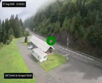 Webcam à l'entrée du tunnel du Somport, côté français, sur la N134, dans les Pyrénées, en direction de l'Espagne, à 1116 mètres d'altitude