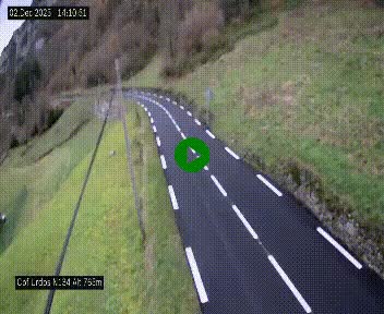 Webcam dans les Pyrénées Atlantique au niveau du col d'Urdos et du fort du Pourtalet sur la N134, en direction du Col et du tunnel du Somport, à 765 mètres d'altitude