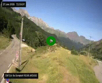 Webcam au col du Somport, côté français, sur la N134, dans les Pyrénées, en direction de l'Espagne, à 1632 mètres d'altitude