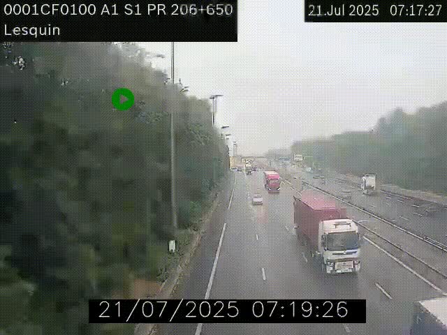 Webcam autoroute A1 à hauteur de Lesquin. Vue orientée vers Lille