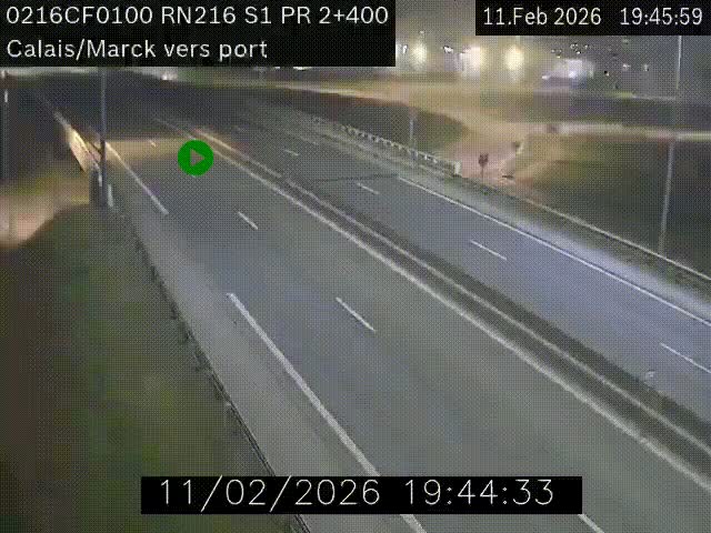 Webcam à Calais sur A216 (N216) en direction du port (harbour) de Calais.