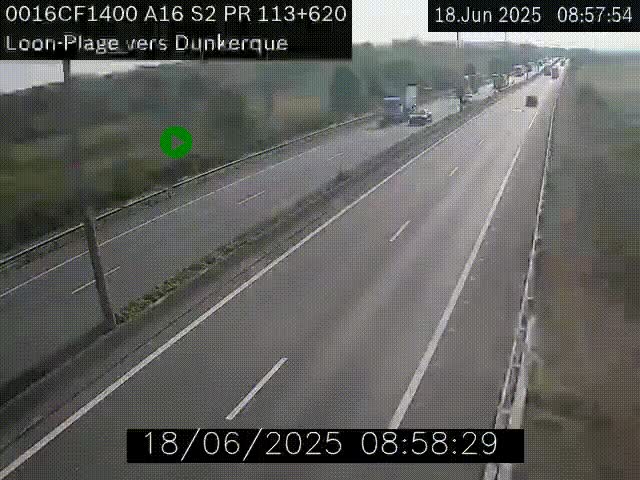 Webcam autoroute A16 à hauteur de Loon-Plage. Vue orientée vers Dunkerque et la Belgique.