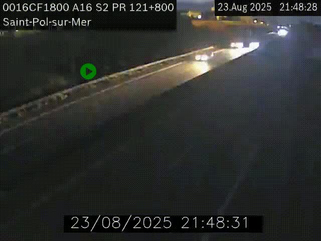 Webcam autoroute A16 à proximité de Dunkerque, à hauteur de la sortie Saint-Pol-sur-Mer. Vue orientée vers Calais