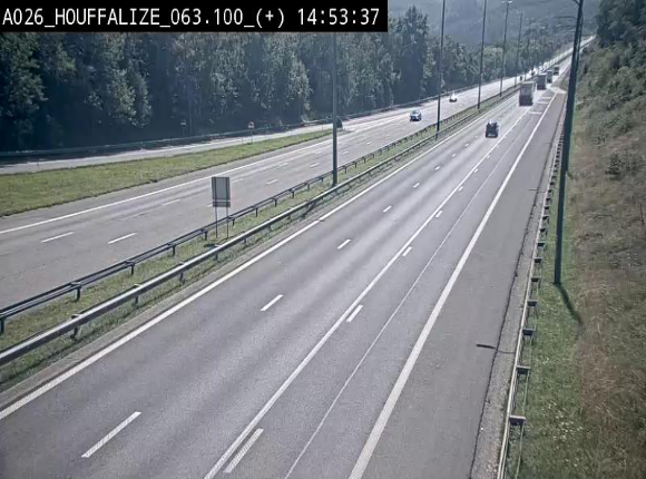 Webcam autoroute des Ardennes (E25/A26) à hauteur d'Houffalize. Vue orientée vers Baraque de Fraiture