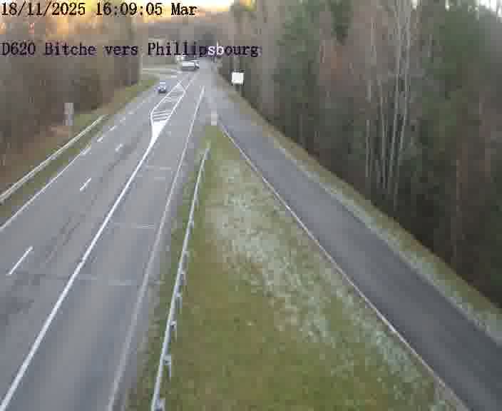 Webcam sur la D620, sur le contournement de Bitche. Vue orientée vers Philippsbourg