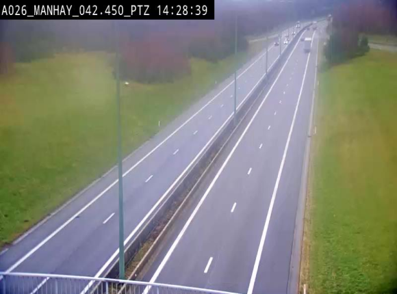Webcam autoroute A26/E25 à hauteur de Manhay, à la jonction avec la N651 en direction de Liège - BK 42.4