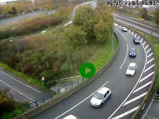 Caméra autoroute à la jonction entre l'A7 et la D301 (Boulevard urbain Sud de Lyon) à Feyzin, au sud de Lyon. Vue orientée vers Mions