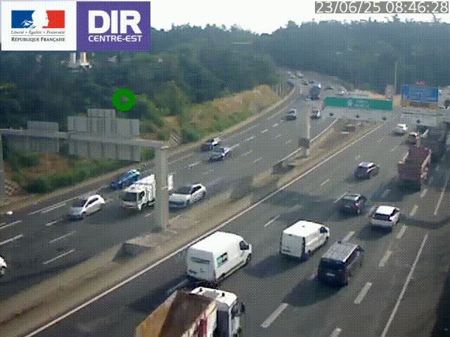 Caméra de circulation routière sur le boulevard périphérique Laurent Bonnevay de Lyon (D383) à hauteur de Bron, avant la jonction avec l'A43. Vue orientée vers l'échangeur