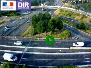 Webcam traffic à Grenoble-sud sur l'autoroute A480. Vue orientée vers l'entrée et la sortie de Grenoble