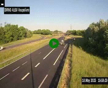 Webcam autoroute A150 à hauteur de La Vaupalière en périphérie de Rouen. Vue orientée vers Rouen