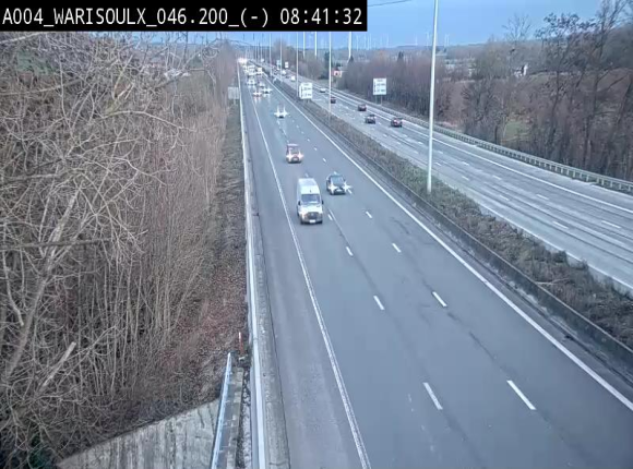 Webcam sur l'E411 à proximité de la jonction avec l'E42 à Warisoulx. Vue orientée vers le nord