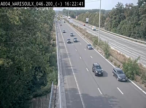 Webcam sur l'E411 à proximité de la jonction avec l'E42 à Warisoulx. Vue orientée vers le nord