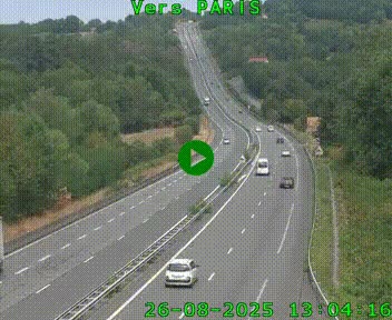 Caméra routière sur l'autoroute A20 à Bessines-sur-Gartempe. Vue orientée vers Paris
