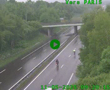 Caméra routière sur l'autoroute A20 au nord de Limoges, à la jonction avec la N520. Vue orientée vers Paris