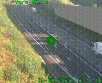 Caméra routière sur l'autoroute A20 à Saint-Pardoux-l'Ortigier, à la jonction avec l'A89. Vue orientée vers Paris