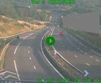 Caméra routière sur l'autoroute A20 à Noailles, en périphérie de Brive-la-Gaillarde. Vue orientée vers Toulouse