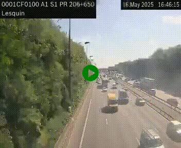 Webcam autoroute A1 à hauteur de Lesquin. Vue orientée vers Lille