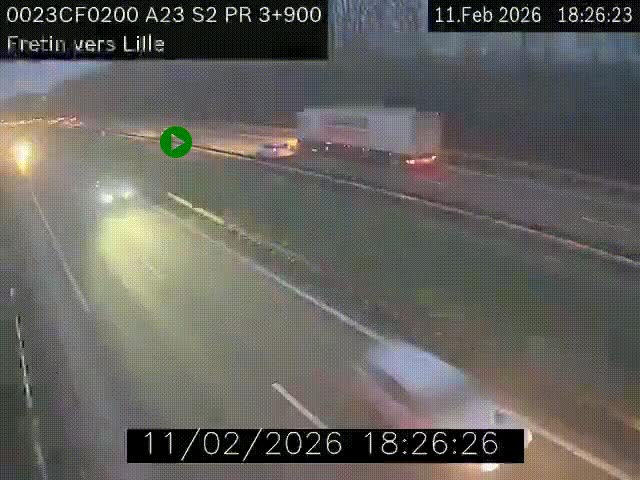 Webcam autoroute A23 à hauteur de Fretin. Vue orientée vers Lille