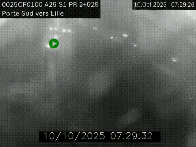 Webcam autoroute A25 sur le périphérique de Lille à hauteur de Lille-Sud et la sortie 3 Faches-Thumesnil. Vue orientée vers Lille-Centre.