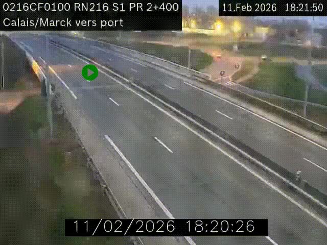 Webcam à Calais sur A216 (N216) en direction du port (harbour) de Calais.