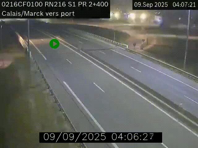 Webcam à Calais sur A216 (N216) en direction du port (harbour) de Calais.