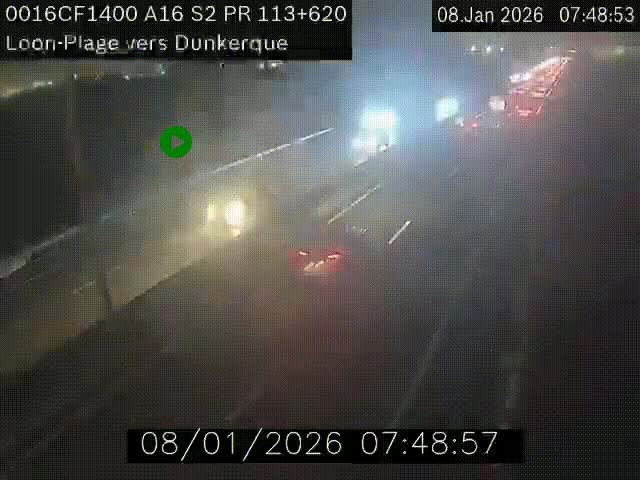 Webcam autoroute A16 à hauteur de Loon-Plage. Vue orientée vers Dunkerque et la Belgique.