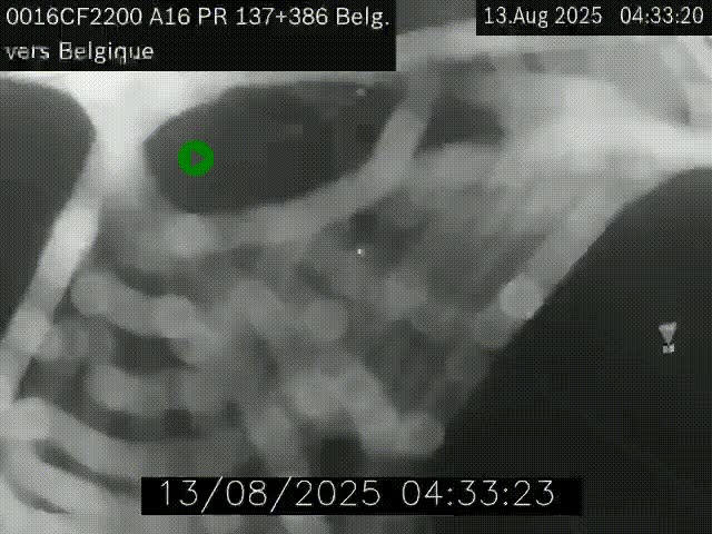 Webcam à la frontière franco-belge au niveau de Bray-Dunes/De-Panne sur l'autoroute A16. Vue orientée vers la Belgique