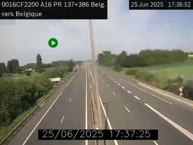 Webcam à la frontière franco-belge au niveau de Bray-Dunes/De-Panne sur l'autoroute A16. Vue orientée vers la Belgique