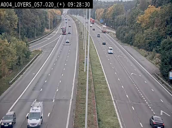 Webcam dans la montée de Loyers sur l'E411, après le viaduc de Beez en venant de Namur et en direction du Luxembourg
