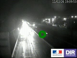 Webcam trafic au bout de l'A42, à la jonction avec le Boulevard Périphérique Nord de Lyon (D383) à Villeurbanne. Vue orientée vers Marseille