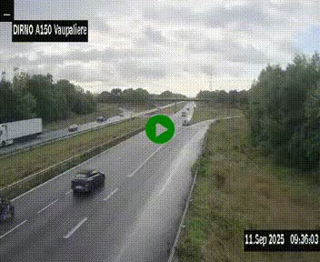 Webcam autoroute A150 à hauteur de La Vaupalière en périphérie de Rouen. Vue orientée vers Rouen