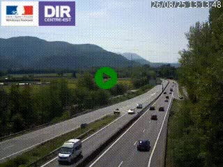 Caméra trafic à Meylan sur la Rocade-Sud de Grenoble en direction d'Aix-en-Provence