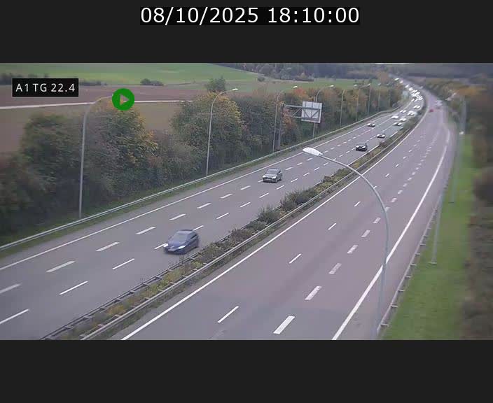 Traffic live webcam Luxembourg Flaxweiler - A1 direction Luxembourg - BK 22.4