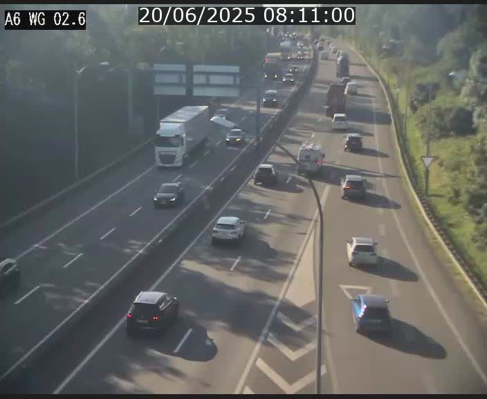 Traffic live webcam Luxembourg Croix de Cessange - A6 - BK 2.6 - direction France/Allemagne