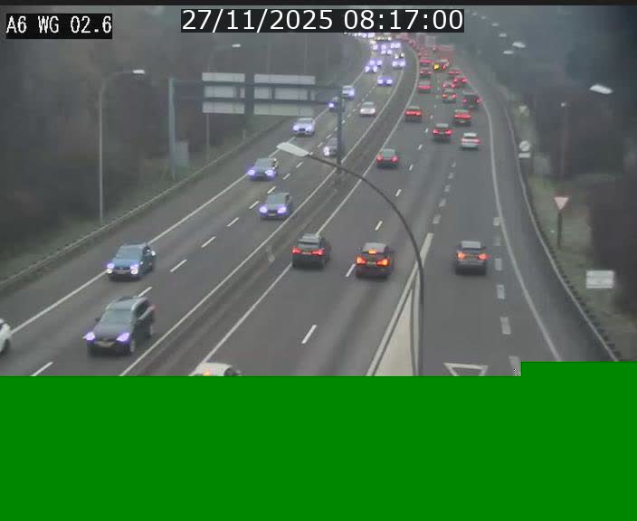 Traffic live webcam Luxembourg Croix de Cessange - A6 - BK 2.6 - direction France/Allemagne